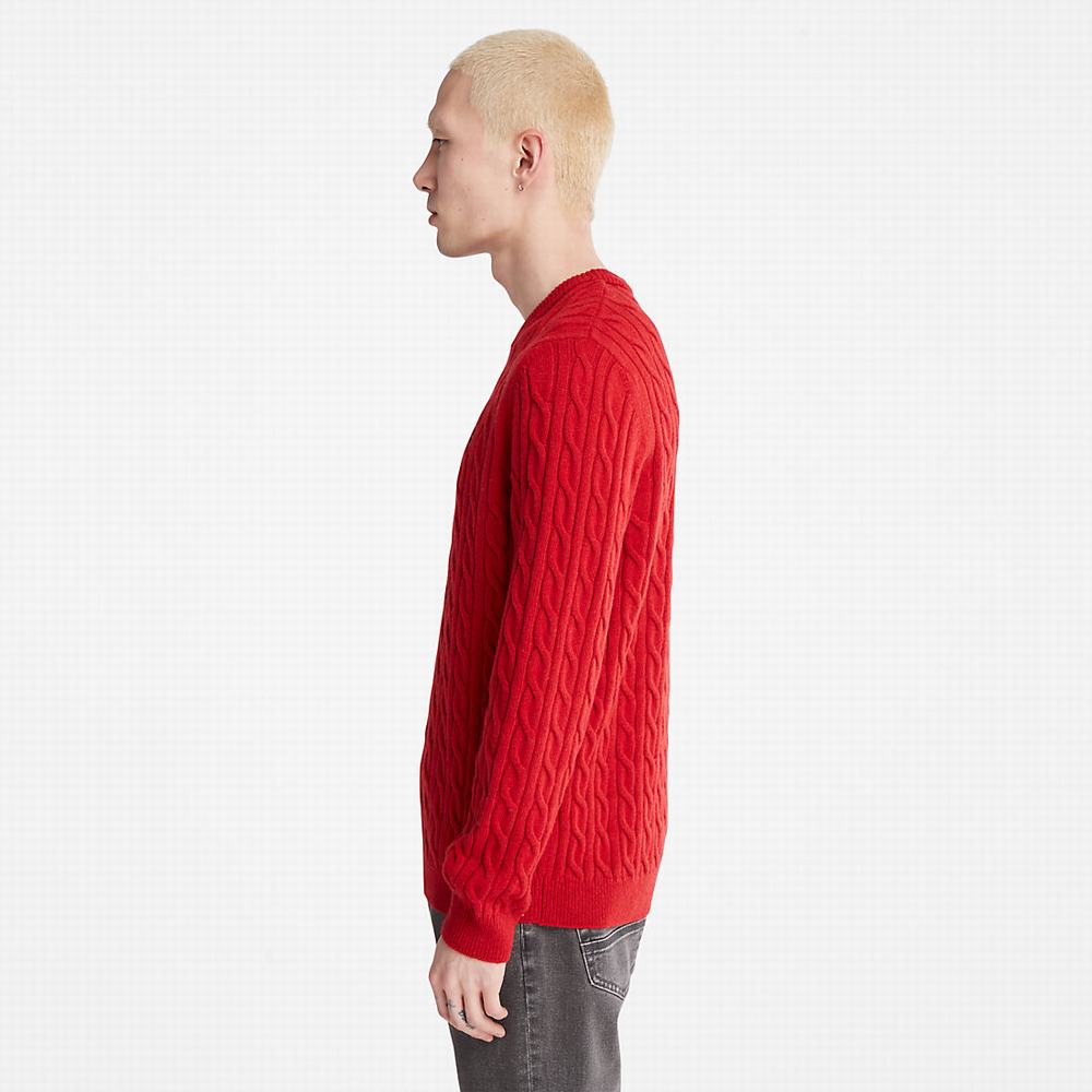 Timberland Phillips Brook Cable-knit Kazak Erkek Kırmızı | TR-0657X
