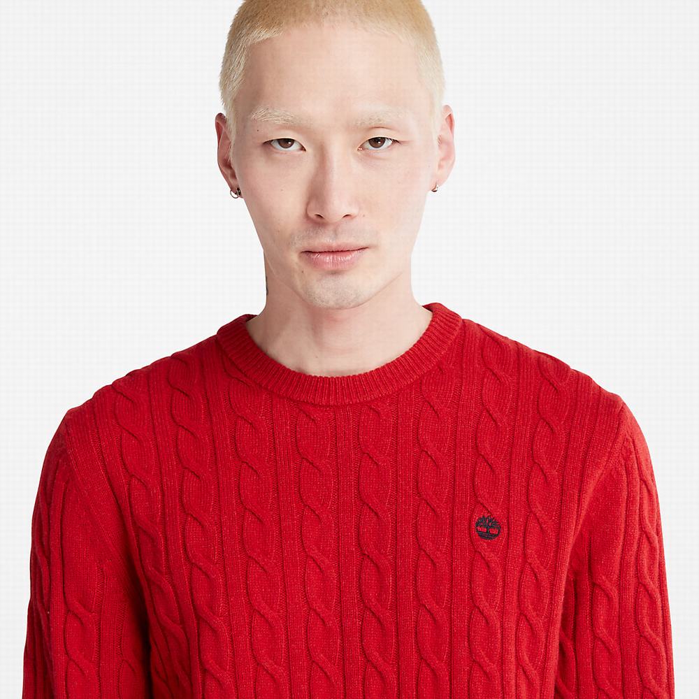Timberland Phillips Brook Cable-knit Kazak Erkek Kırmızı | TR-0657X