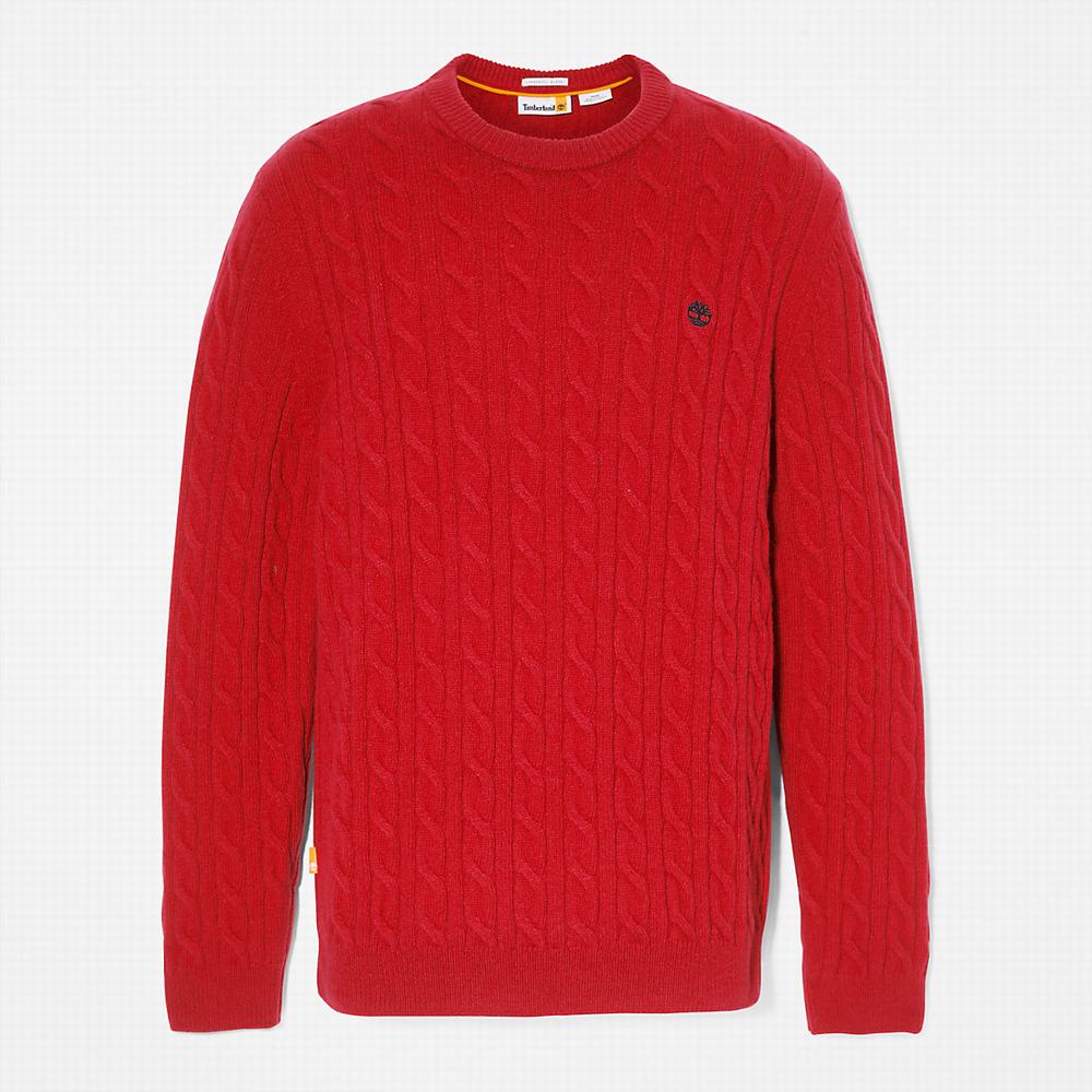 Timberland Phillips Brook Cable-knit Kazak Erkek Kırmızı | TR-0657X