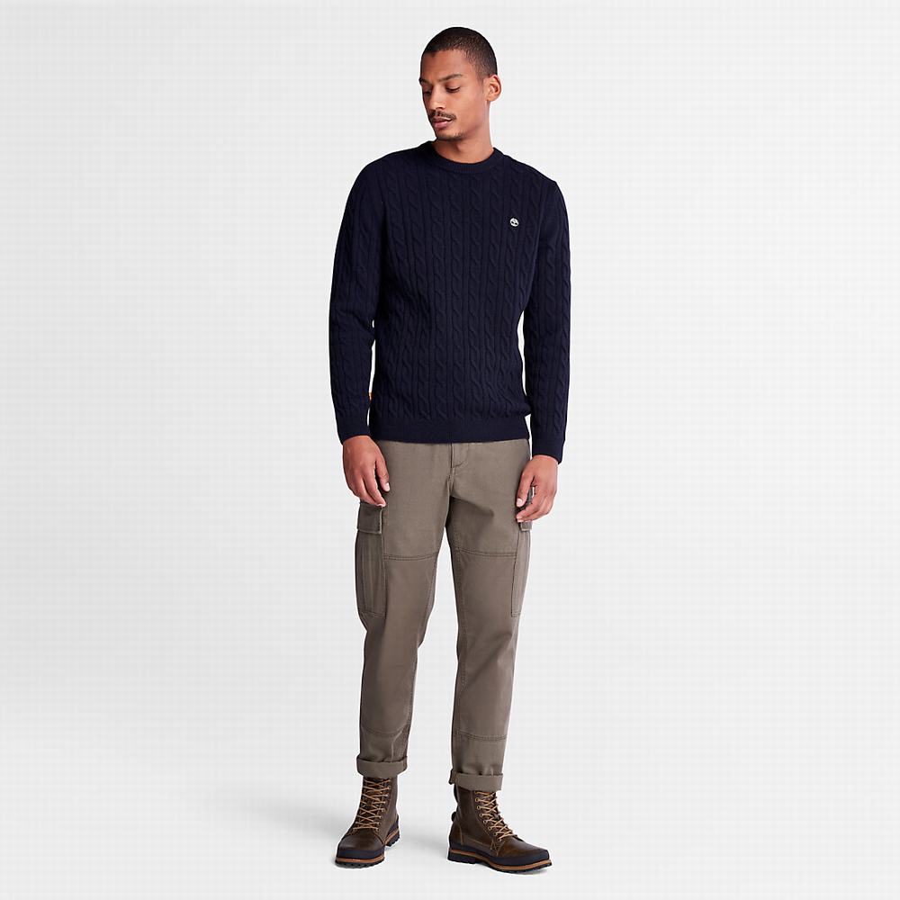 Timberland Phillips Brook Cable-knit Kazak Erkek Lacivert | TR-2091C