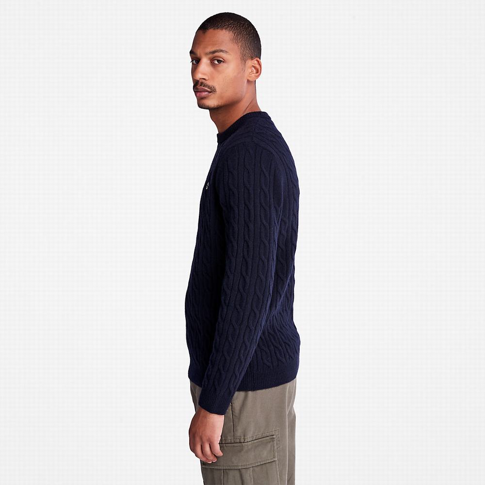 Timberland Phillips Brook Cable-knit Kazak Erkek Lacivert | TR-2091C