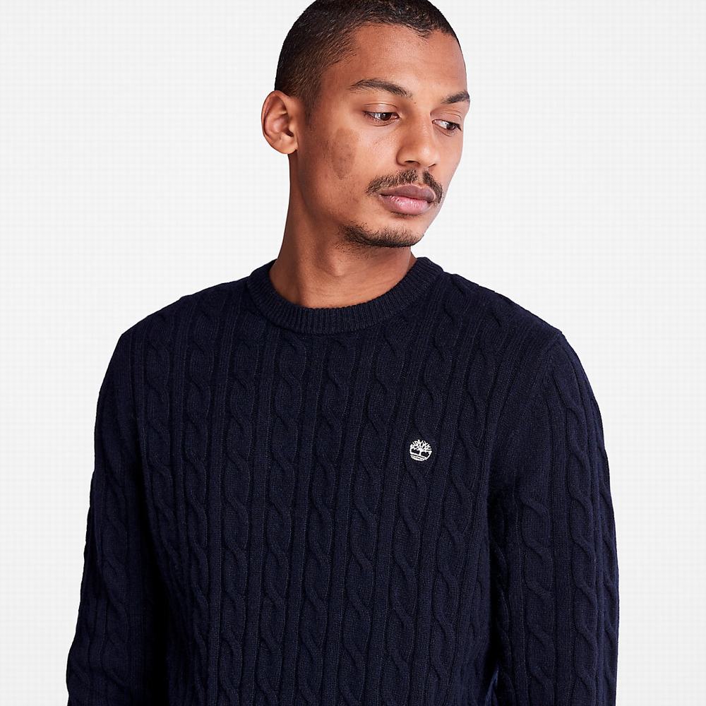 Timberland Phillips Brook Cable-knit Kazak Erkek Lacivert | TR-2091C