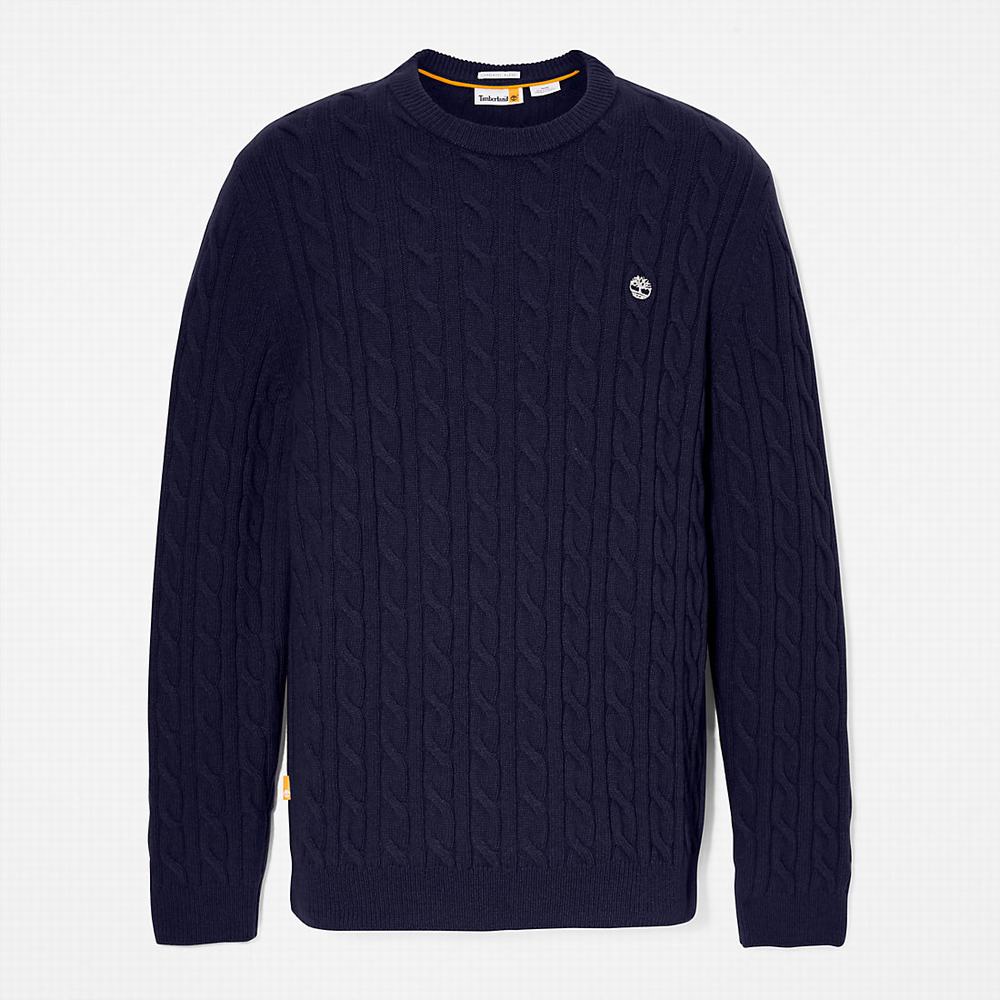 Timberland Phillips Brook Cable-knit Kazak Erkek Lacivert | TR-2091C
