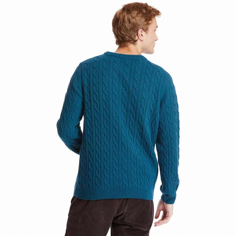 Timberland Phillips Brook Cable-knit Kazak Erkek Turkuaz | TR-5368Y
