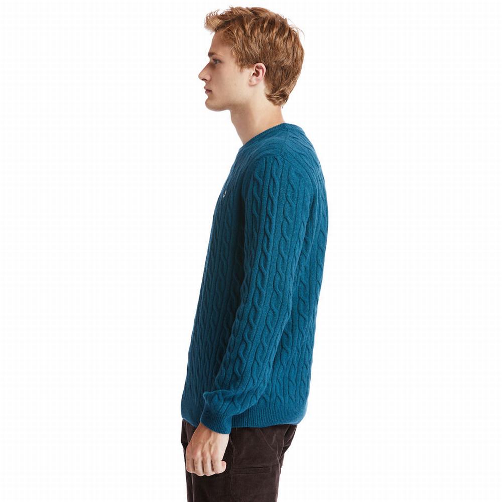 Timberland Phillips Brook Cable-knit Kazak Erkek Turkuaz | TR-5368Y