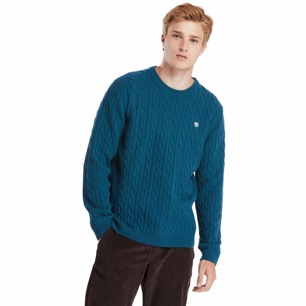 Timberland Phillips Brook Cable-knit Kazak Erkek Turkuaz | TR-5368Y