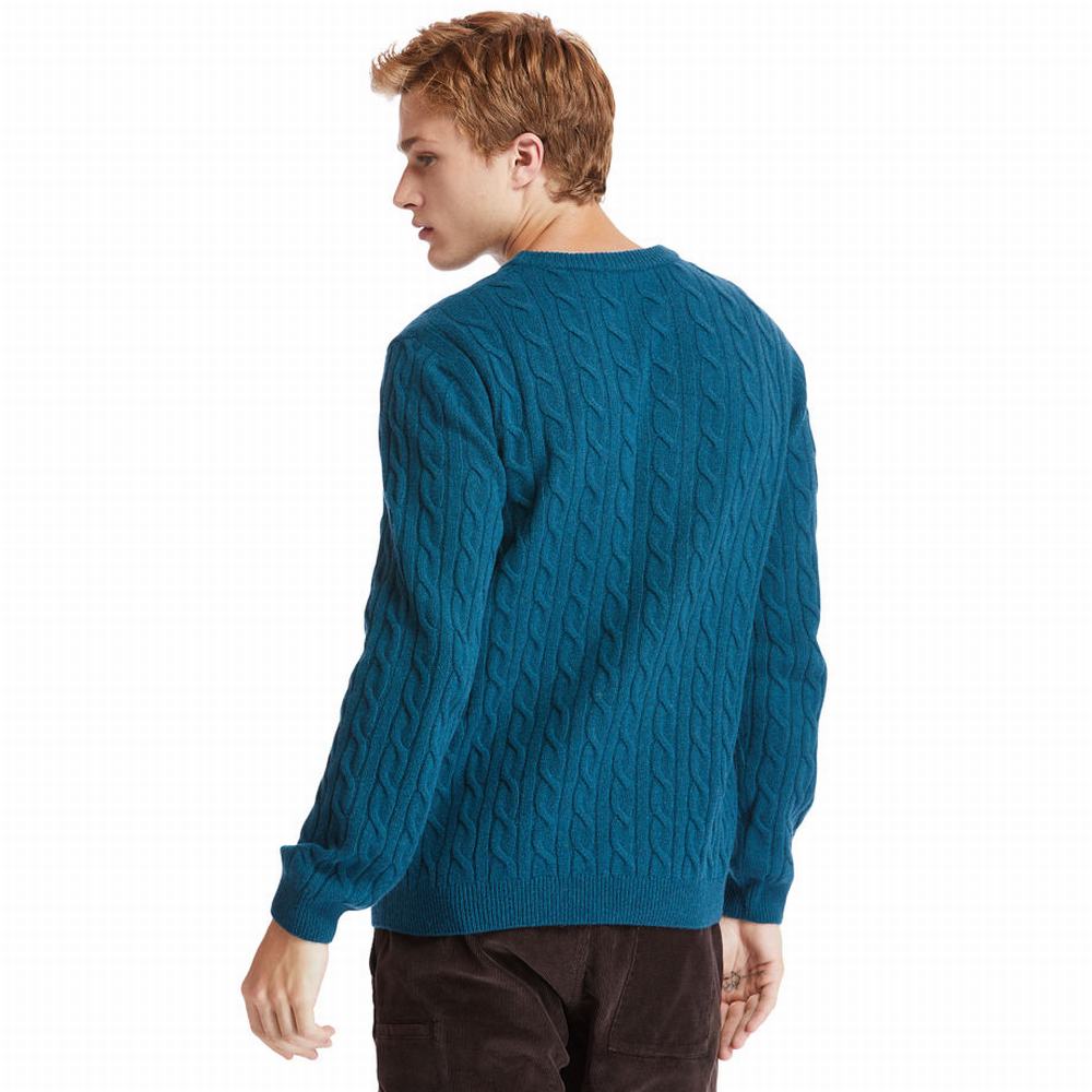 Timberland Phillips Brook Cable-knit Kazak Erkek Turkuaz | TR-5368Y