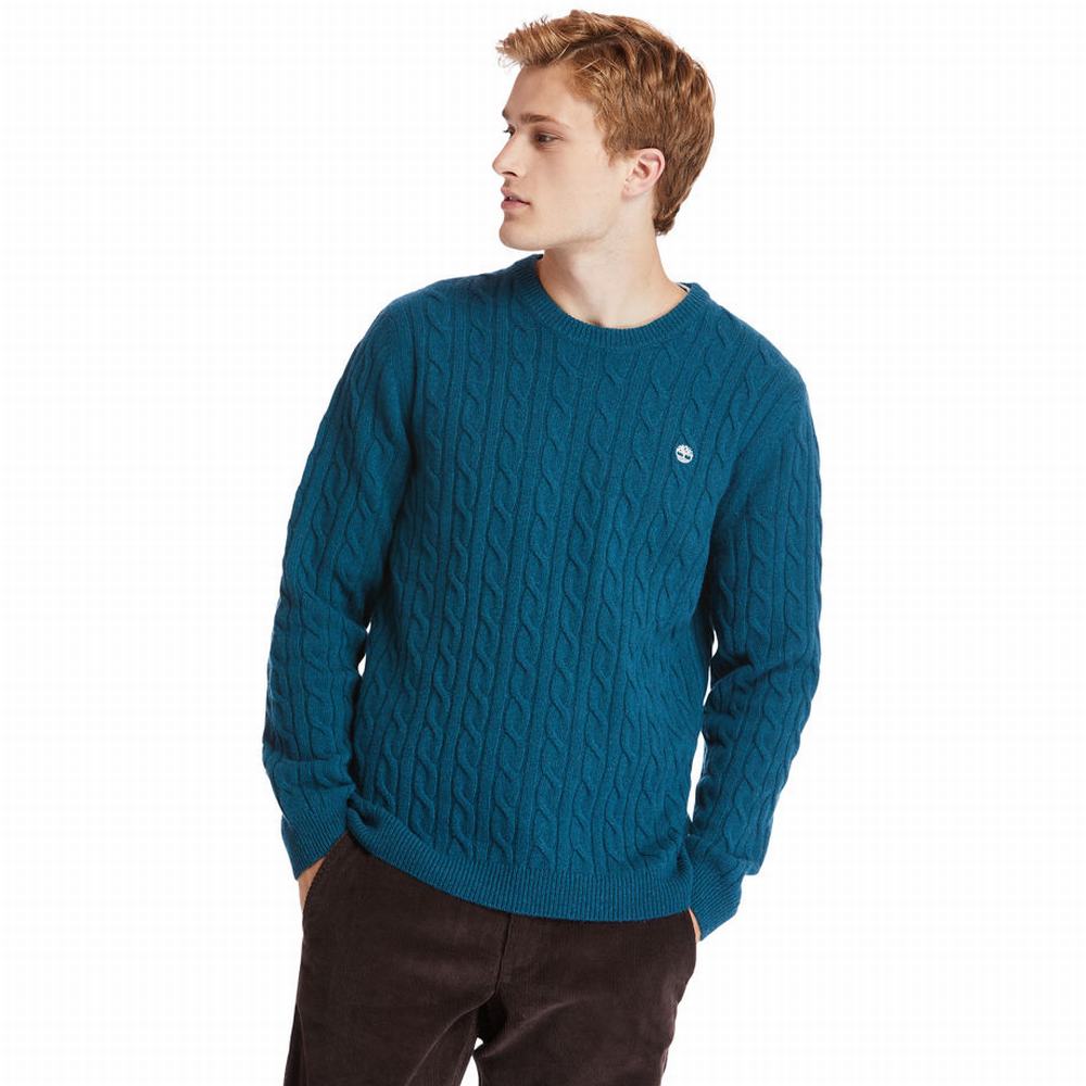 Timberland Phillips Brook Cable-knit Kazak Erkek Turkuaz | TR-5368Y