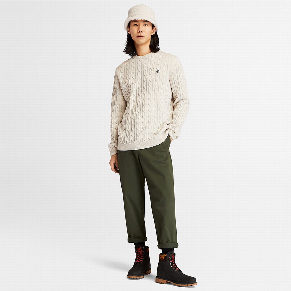 Timberland Phillips Brook Cable-knit Kazak Erkek Beyaz | TR-6189E