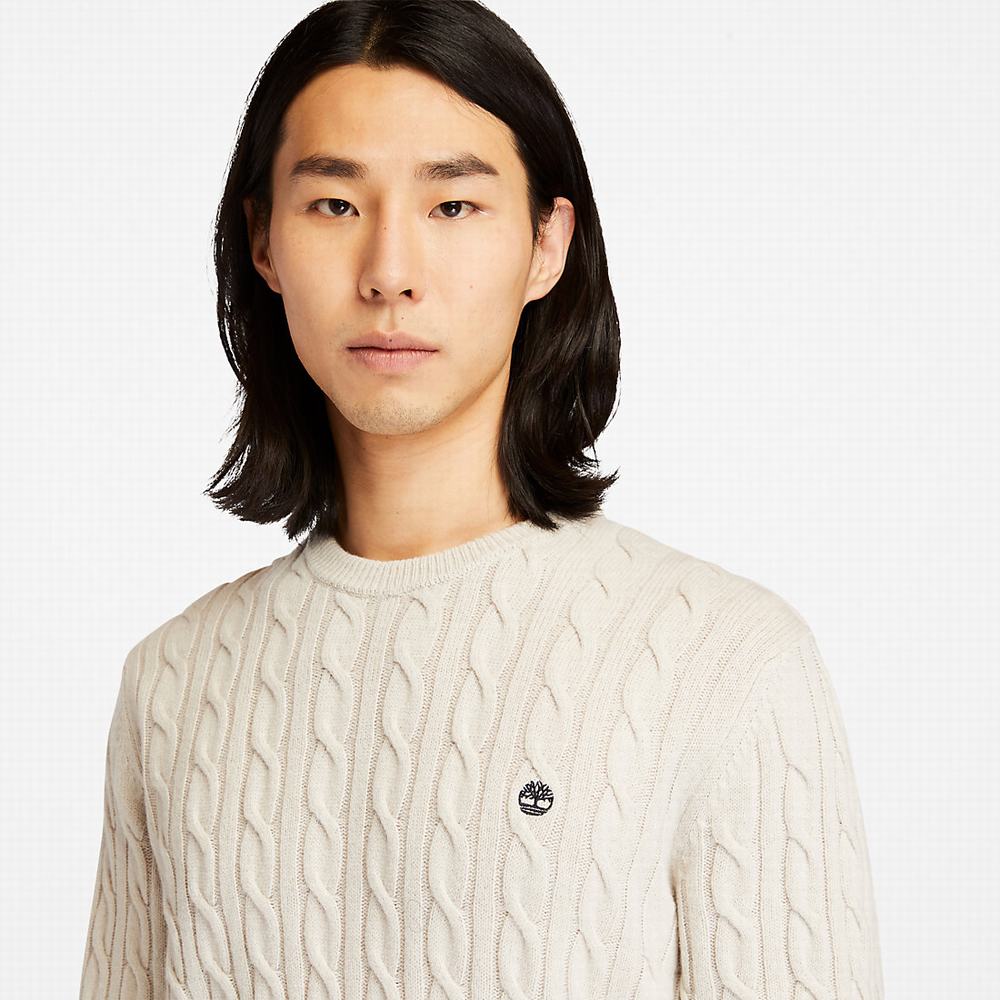 Timberland Phillips Brook Cable-knit Kazak Erkek Beyaz | TR-6189E