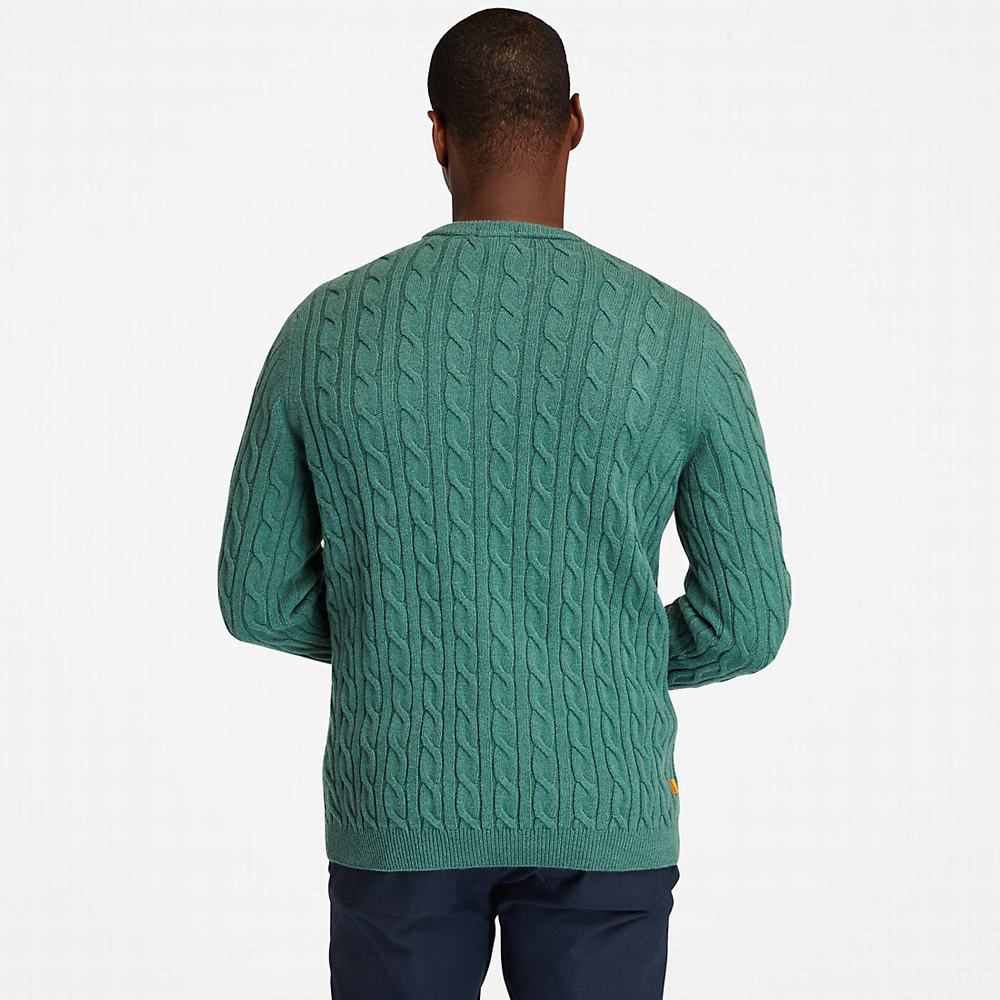 Timberland Phillips Brook Cable-knit Kazak Erkek Yeşil | TR-7392W