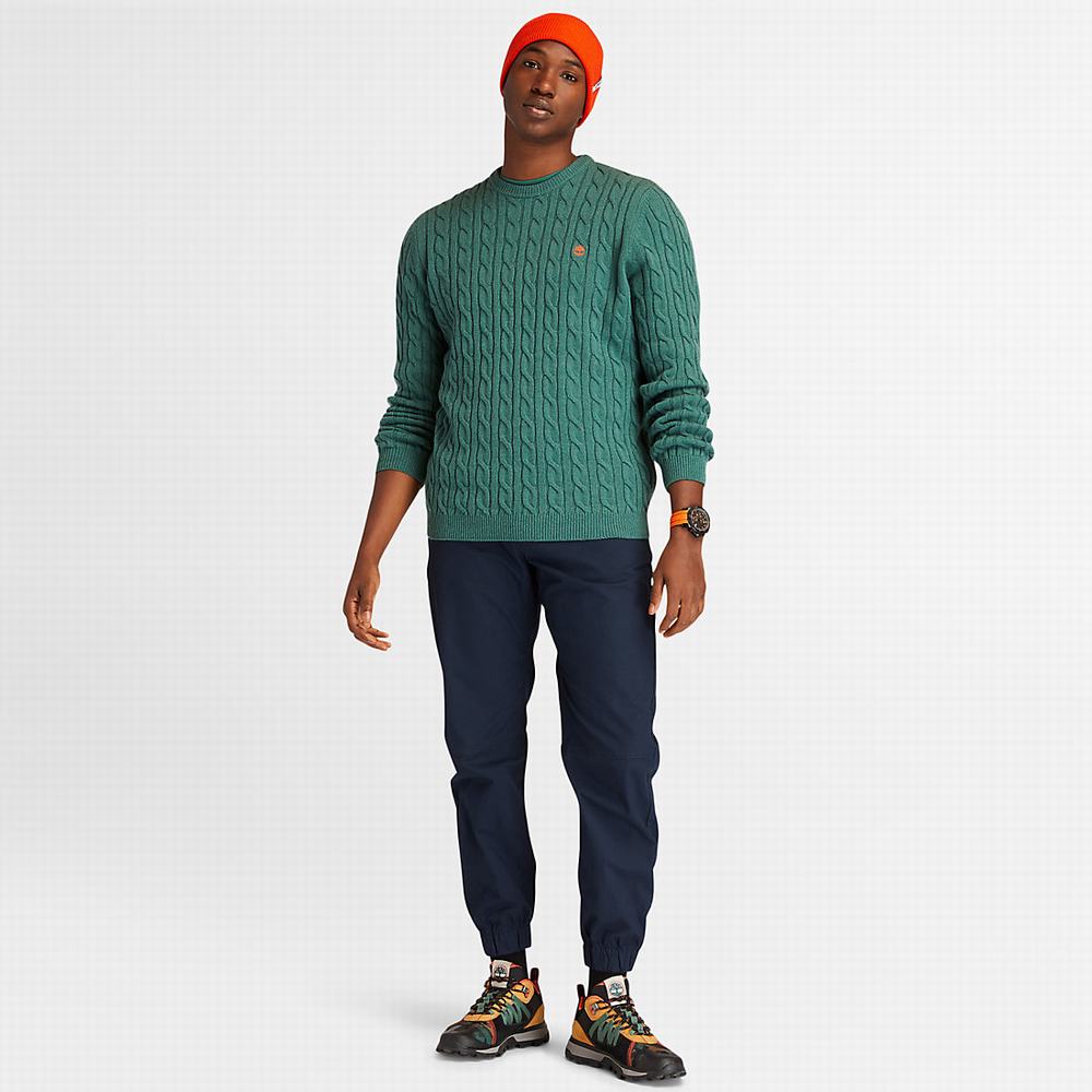 Timberland Phillips Brook Cable-knit Kazak Erkek Yeşil | TR-7392W