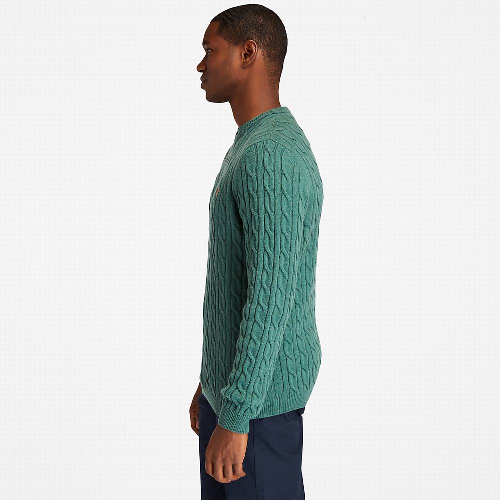 Timberland Phillips Brook Cable-knit Kazak Erkek Yeşil | TR-7392W