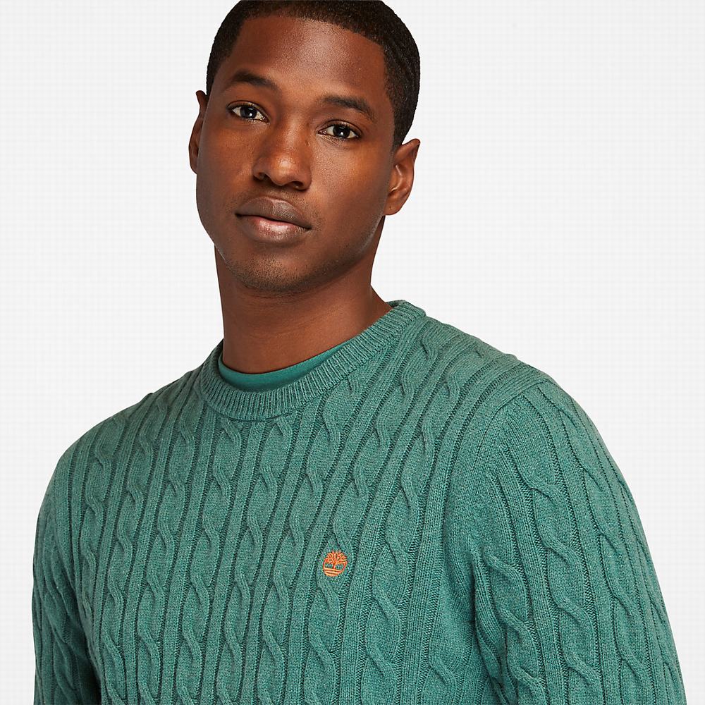 Timberland Phillips Brook Cable-knit Kazak Erkek Yeşil | TR-7392W