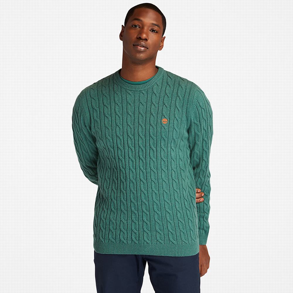 Timberland Phillips Brook Cable-knit Kazak Erkek Yeşil | TR-7392W