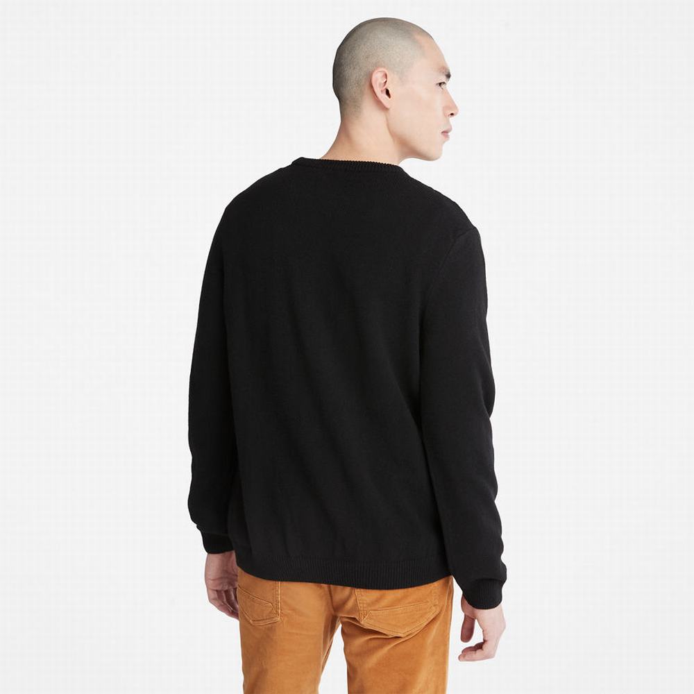 Timberland Phillips Brook Yün-Blend Cable Crewneck Kazak Erkek Siyah | TR-7318M