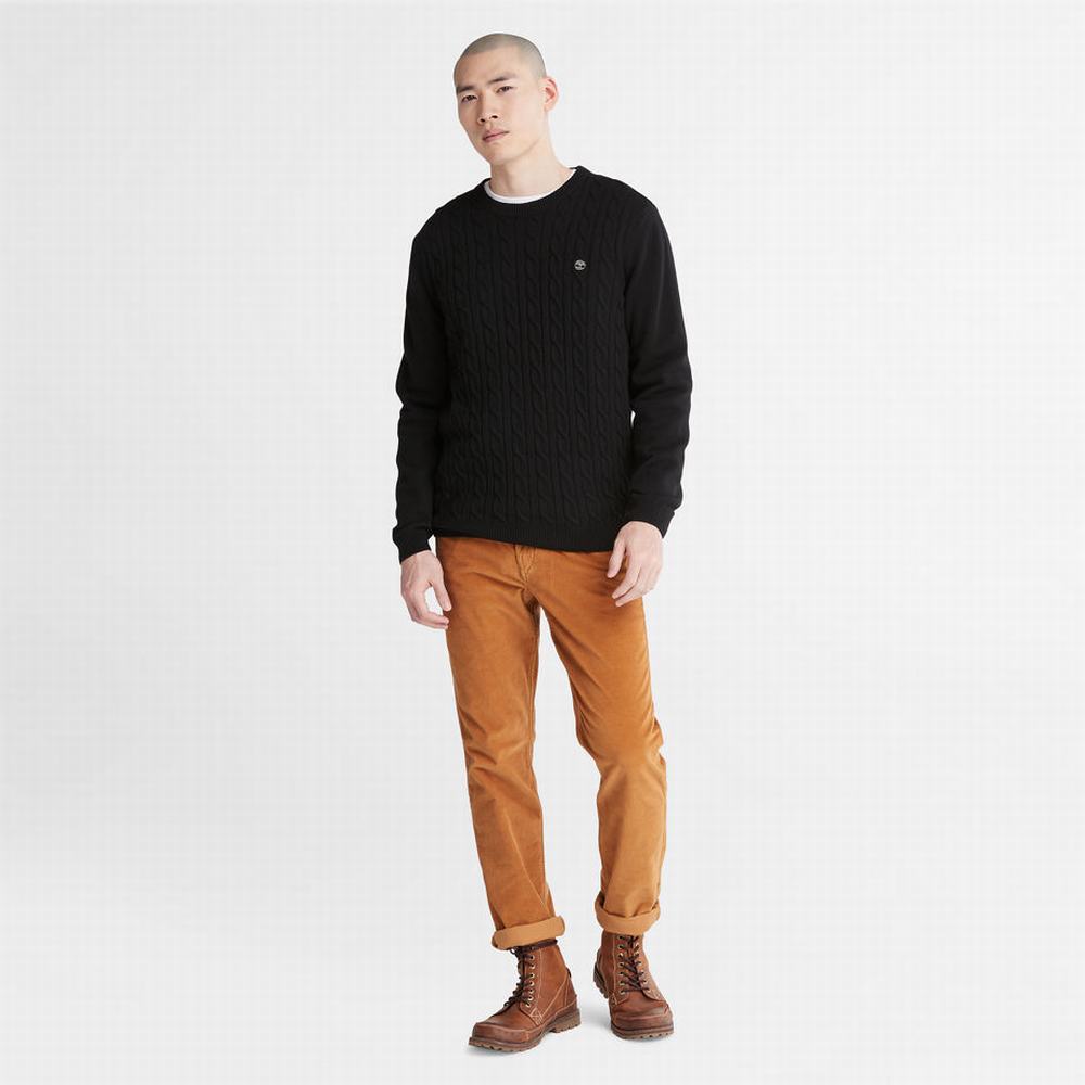 Timberland Phillips Brook Yün-Blend Cable Crewneck Kazak Erkek Siyah | TR-7318M