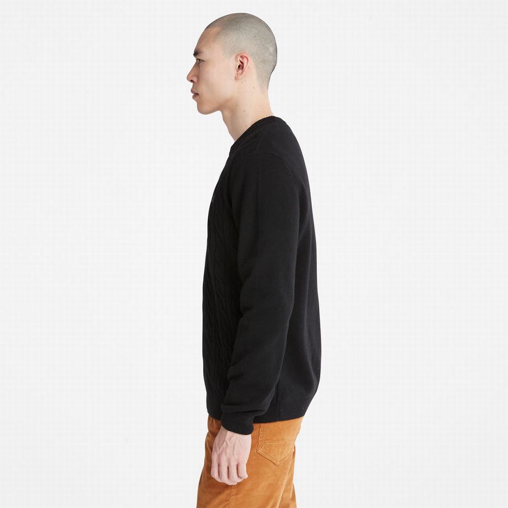 Timberland Phillips Brook Yün-Blend Cable Crewneck Kazak Erkek Siyah | TR-7318M