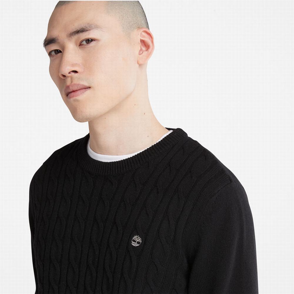 Timberland Phillips Brook Yün-Blend Cable Crewneck Kazak Erkek Siyah | TR-7318M