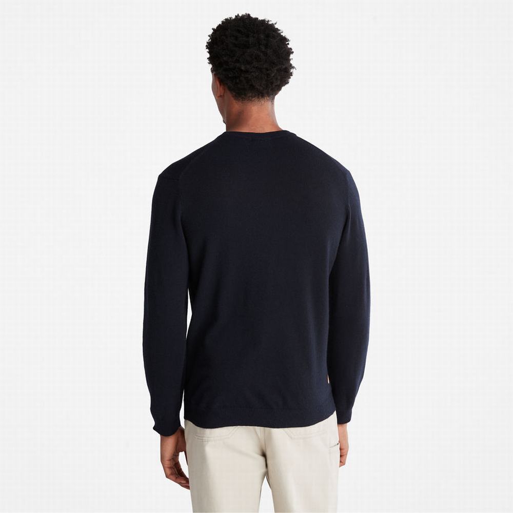 Timberland Phillips Brook Yün-Blend Crewneck Kazak Erkek Lacivert | TR-1763F