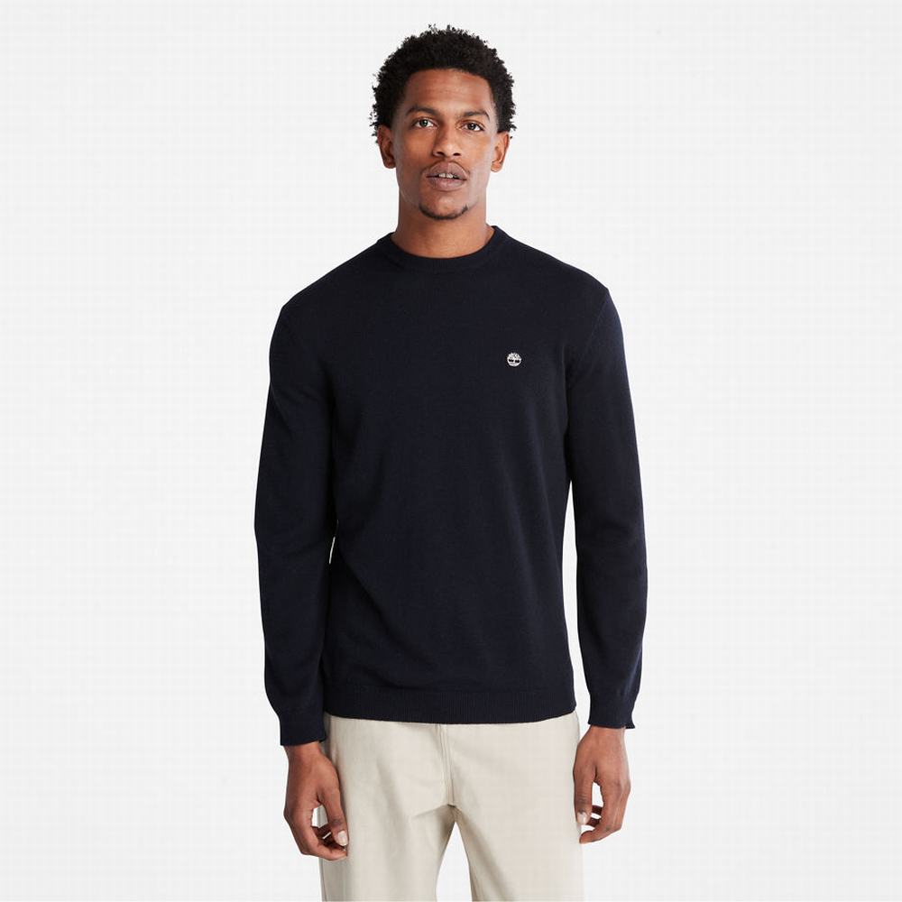 Timberland Phillips Brook Yün-Blend Crewneck Kazak Erkek Lacivert | TR-1763F