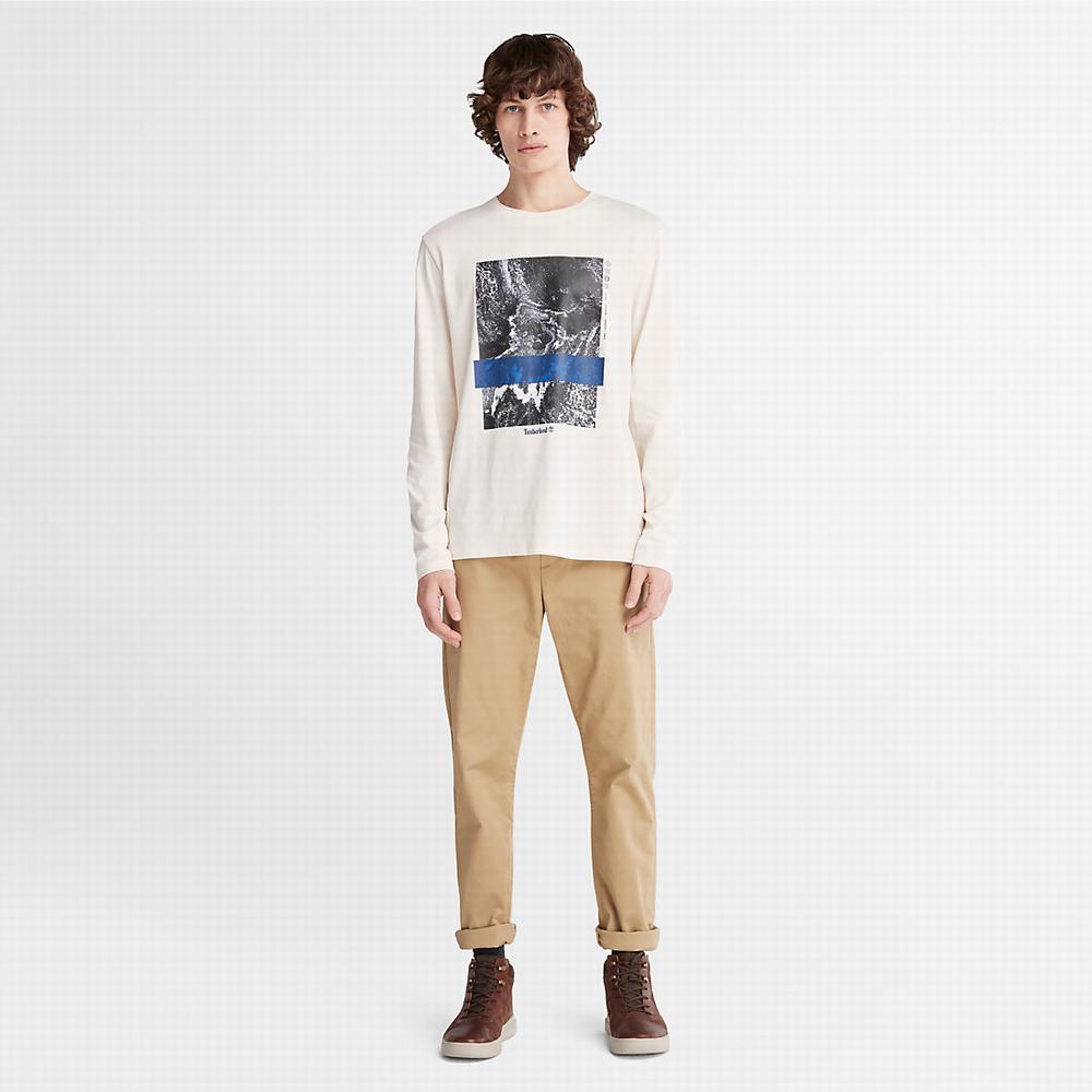 Timberland Photographic Print LS Tişört Erkek Beyaz | TR-0516S
