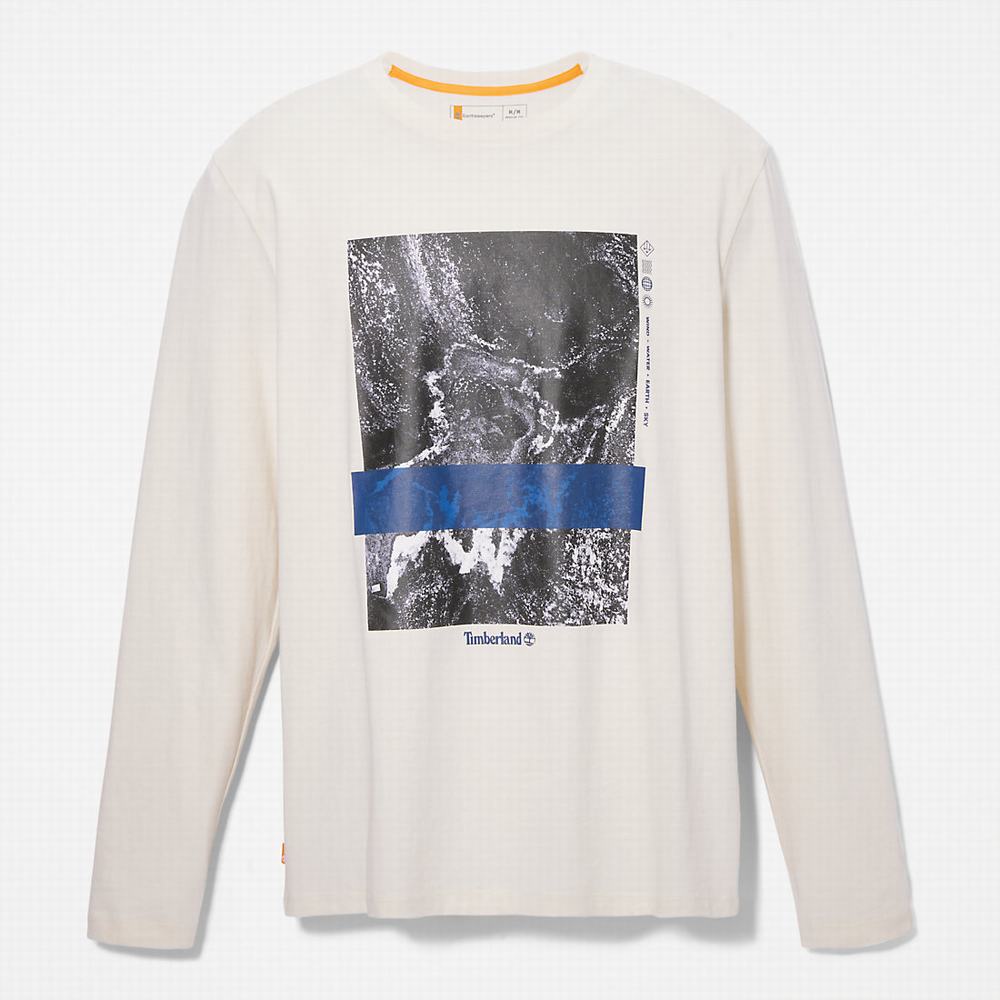 Timberland Photographic Print LS Tişört Erkek Beyaz | TR-0516S
