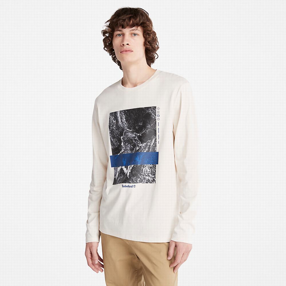 Timberland Photographic Print LS Tişört Erkek Beyaz | TR-0516S