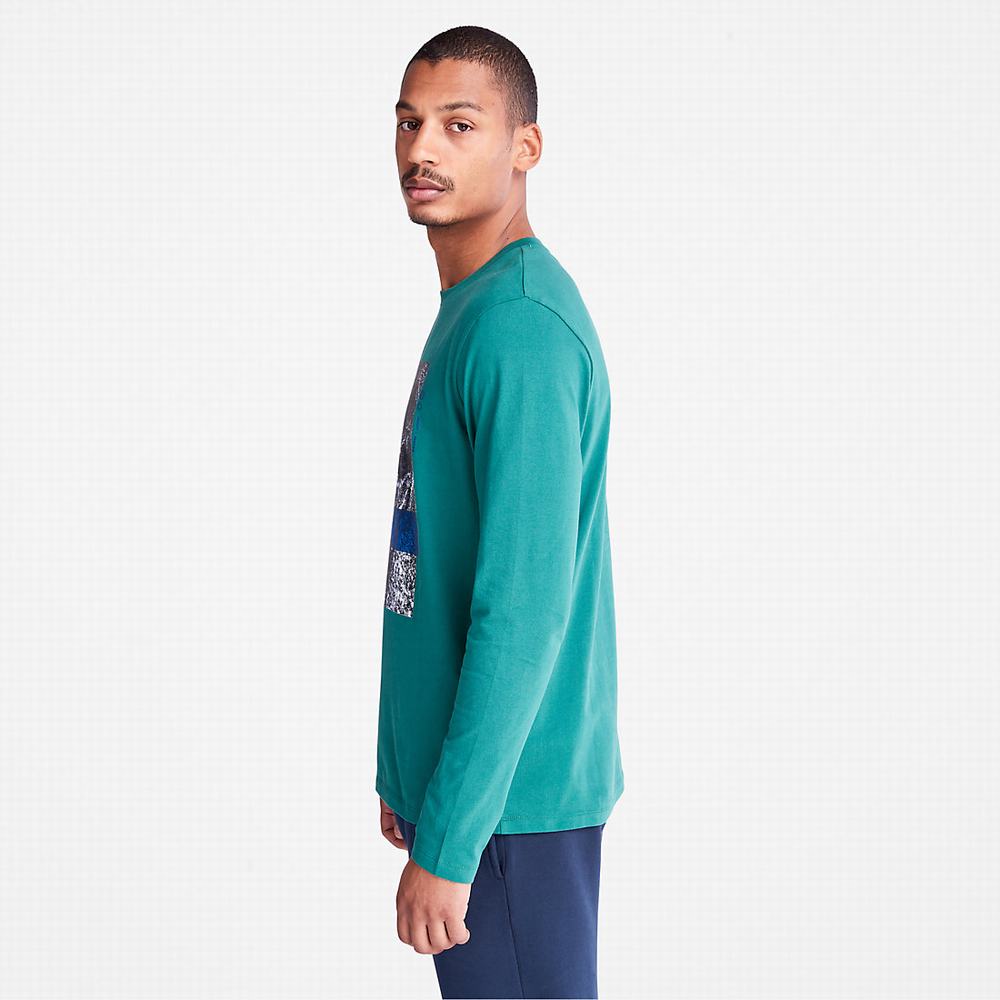 Timberland Photographic Print LS Tişört Erkek Yeşil | TR-6459F