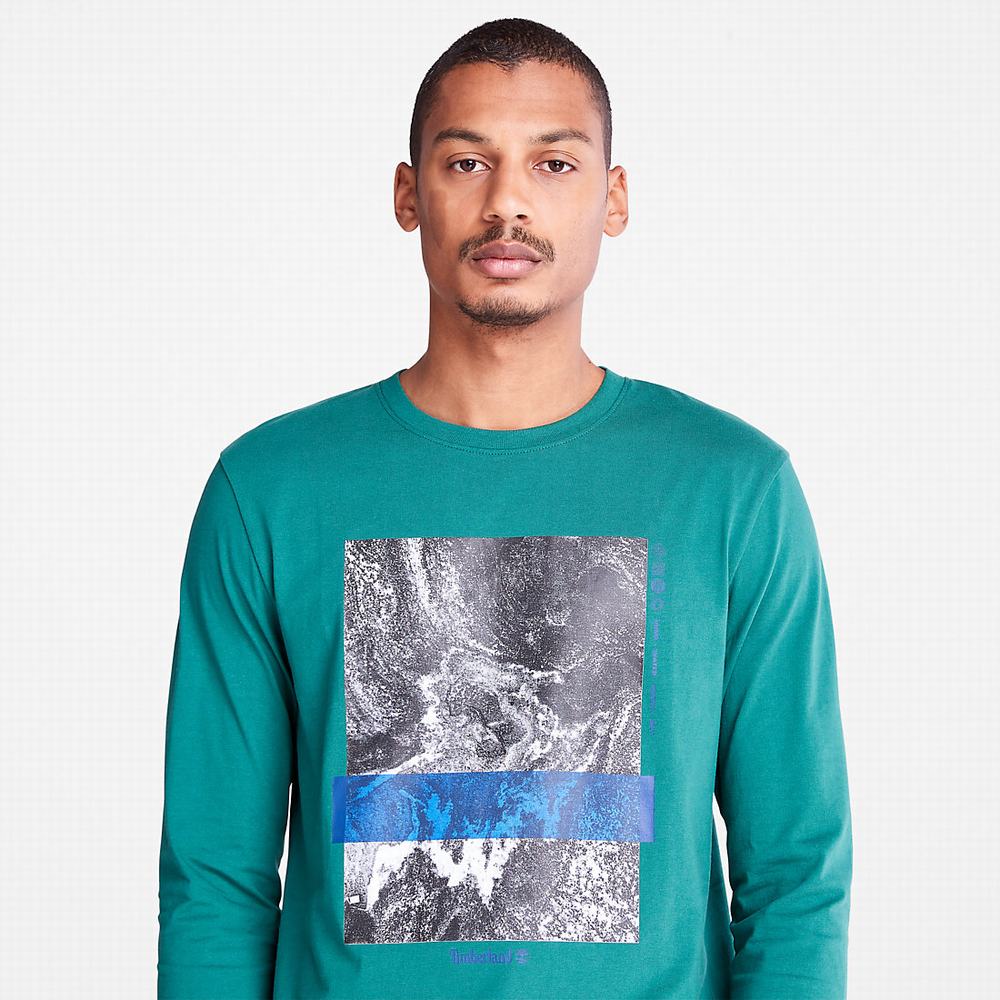 Timberland Photographic Print LS Tişört Erkek Yeşil | TR-6459F