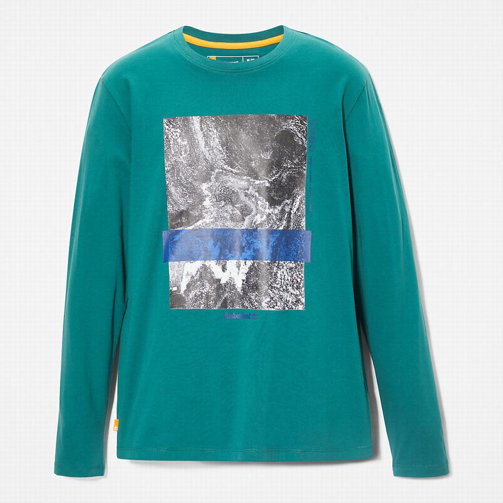 Timberland Photographic Print LS Tişört Erkek Yeşil | TR-6459F