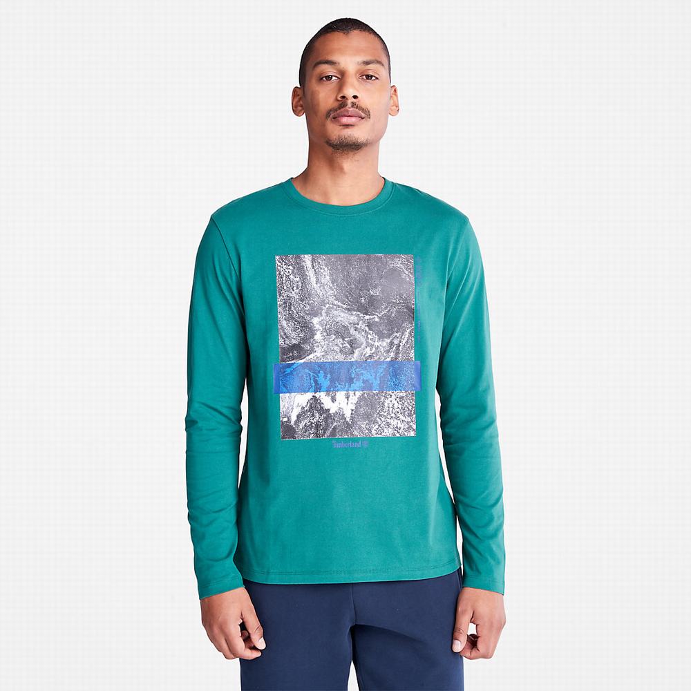Timberland Photographic Print LS Tişört Erkek Yeşil | TR-6459F