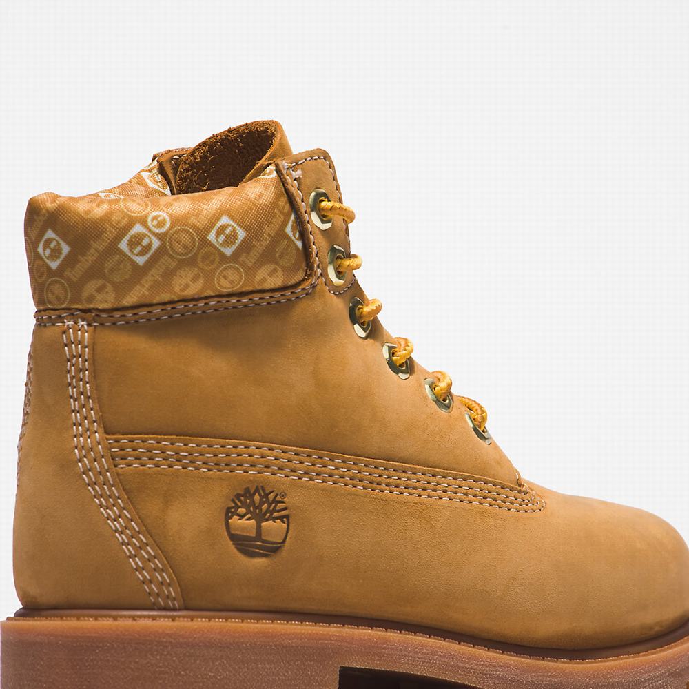 Timberland Premium 6 Inch Bot Çocuk Sarı Beyaz | TR-9806L