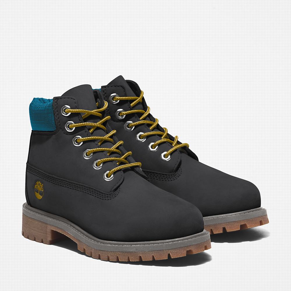 Timberland Premium 6 Inch Bot Çocuk Siyah Mavi | TR-2431H