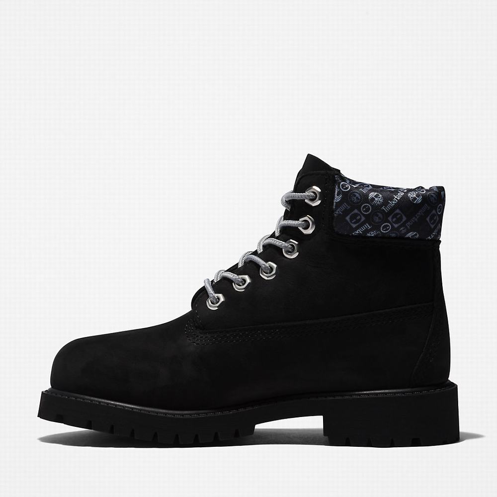 Timberland Premium 6 Inch Bot Çocuk Siyah Beyaz | TR-9378U