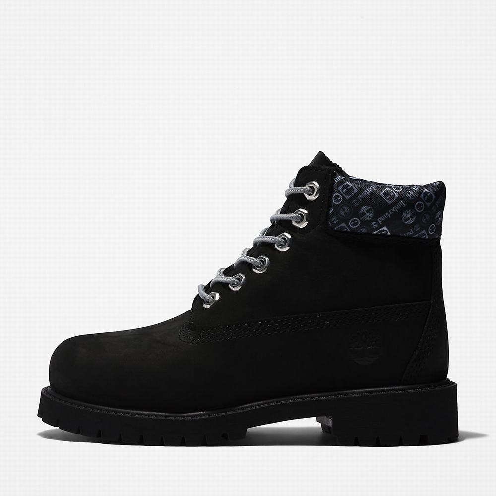 Timberland Premium 6 Inch Bot Çocuk Siyah Beyaz | TR-9378U
