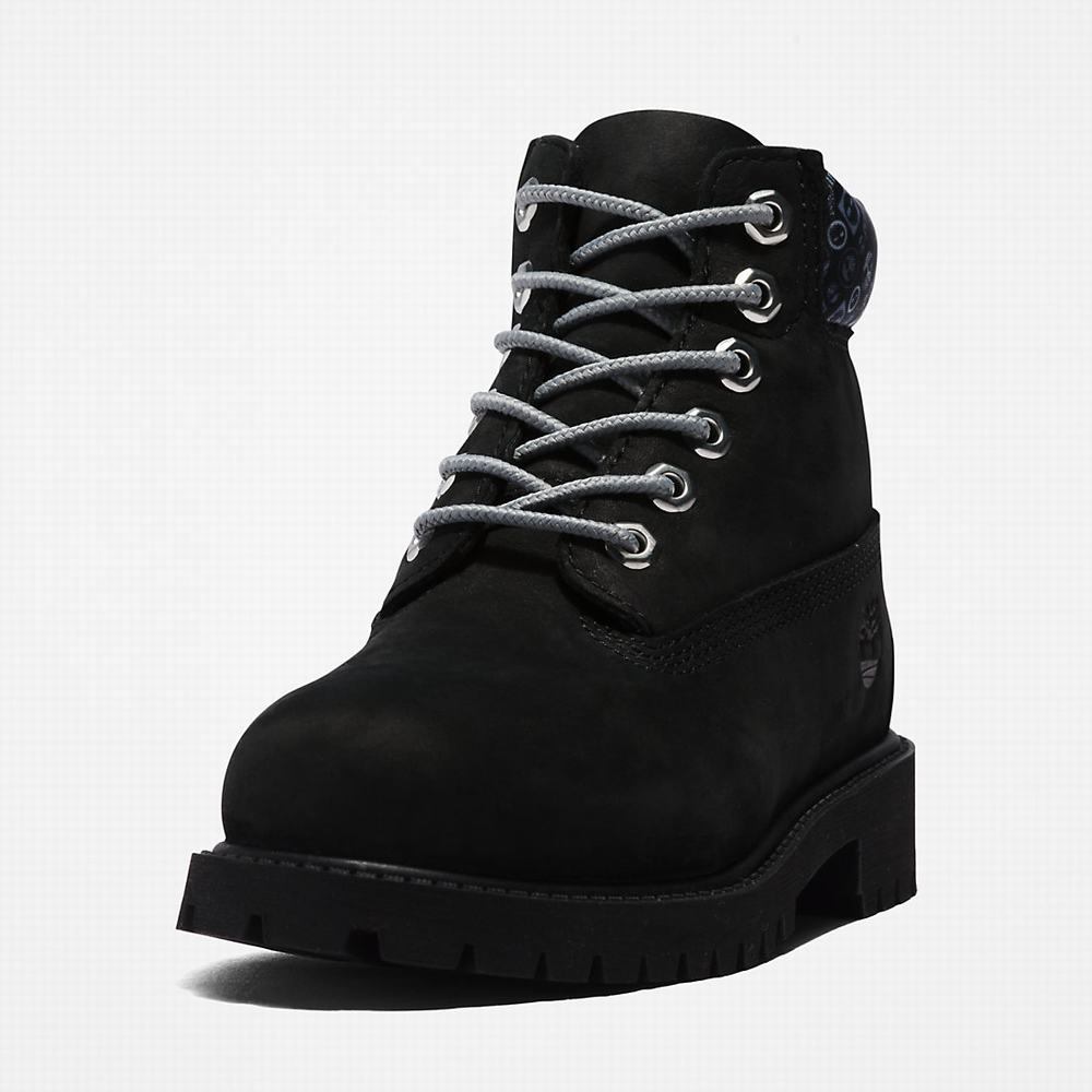 Timberland Premium 6 Inch Bot Çocuk Siyah Beyaz | TR-9378U