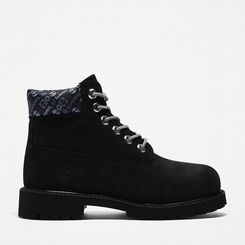 Timberland Premium 6 Inch Bot Çocuk Siyah Beyaz | TR-9378U