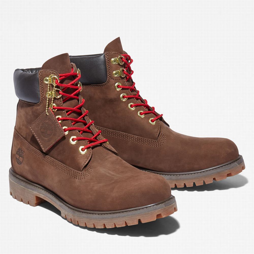 Timberland Premium 6 Inch Lux Leather Bot Erkek Kahverengi | TR-1284D
