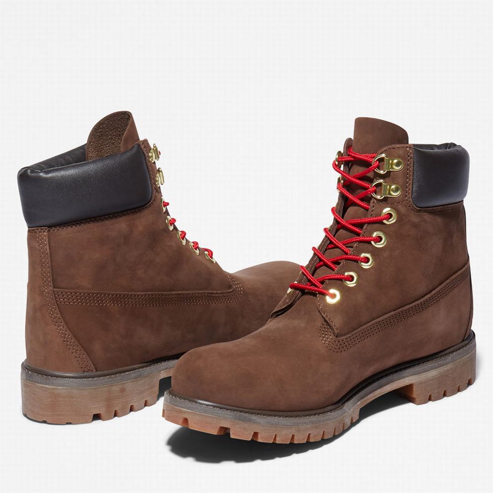 Timberland Premium 6 Inch Lux Leather Bot Erkek Kahverengi | TR-1284D