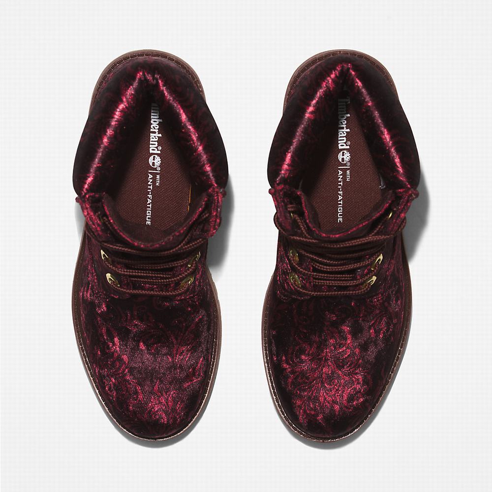 Timberland Premium 6 Inch Velvet Bot Kadın Bordo | TR-1095Z
