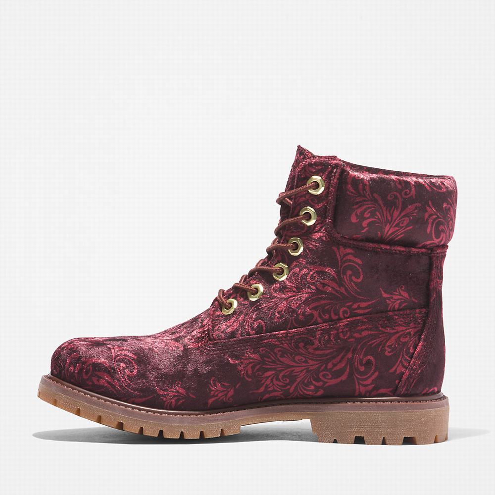 Timberland Premium 6 Inch Velvet Bot Kadın Bordo | TR-1095Z