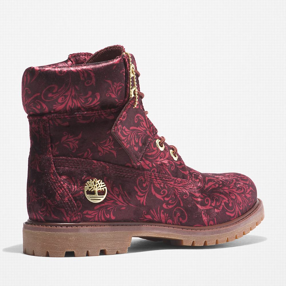 Timberland Premium 6 Inch Velvet Bot Kadın Bordo | TR-1095Z