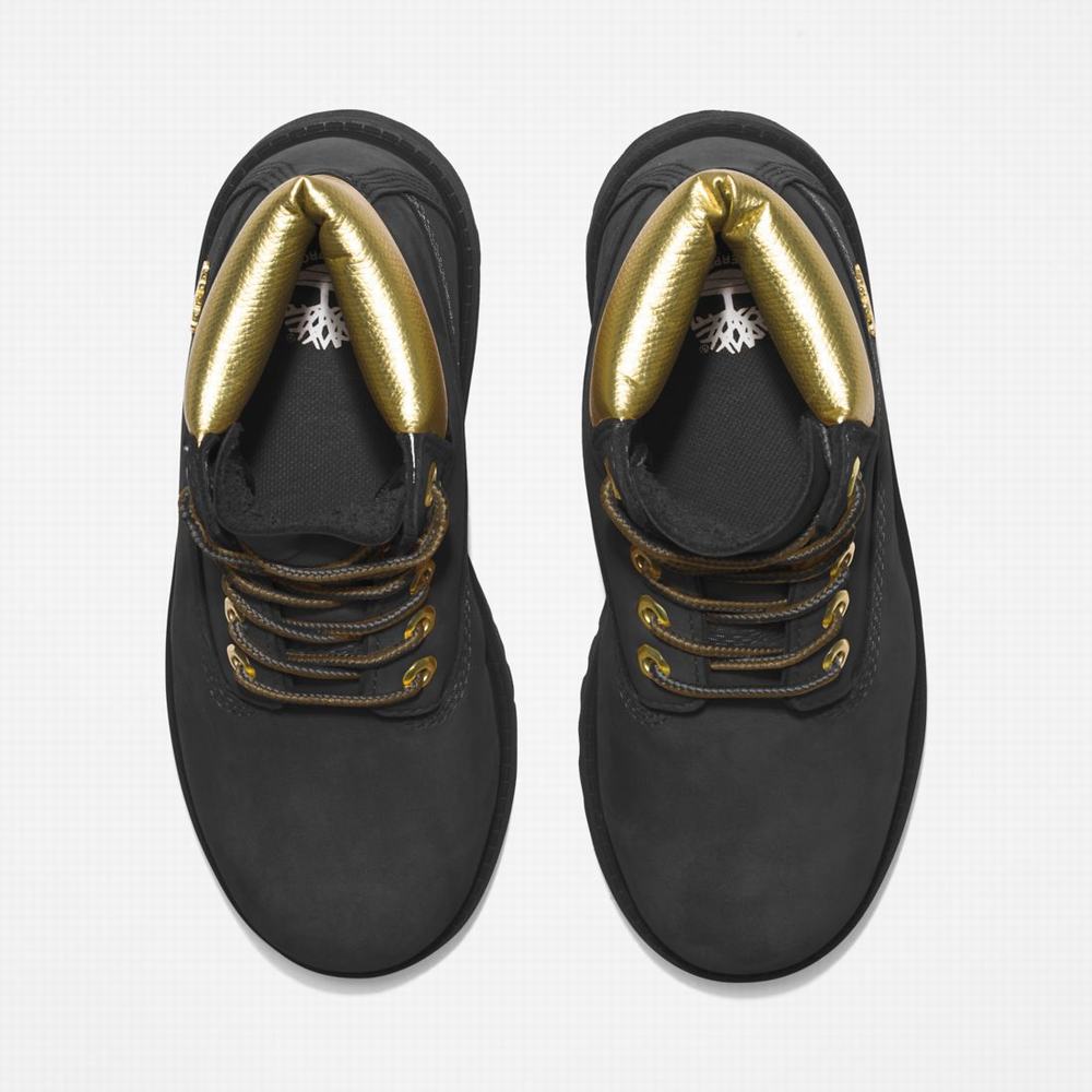 Timberland Premium 6-Inch Waterproof Bot Çocuk Siyah Altın | TR-5214Y