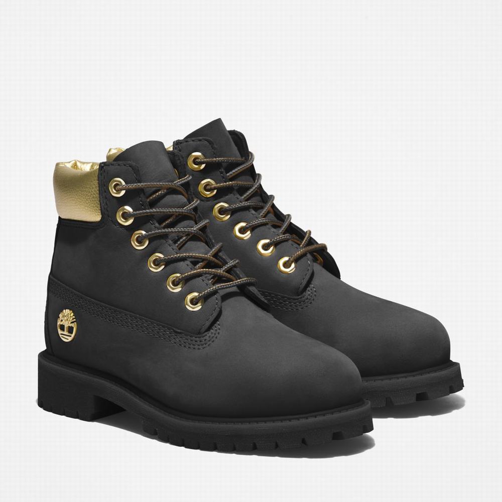 Timberland Premium 6-Inch Waterproof Bot Çocuk Siyah Altın | TR-5214Y