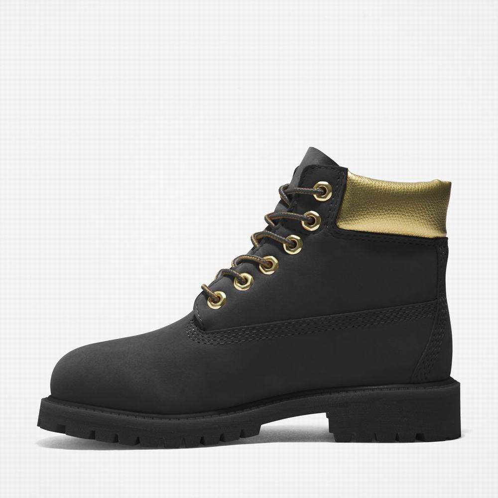 Timberland Premium 6-Inch Waterproof Bot Çocuk Siyah Altın | TR-5214Y