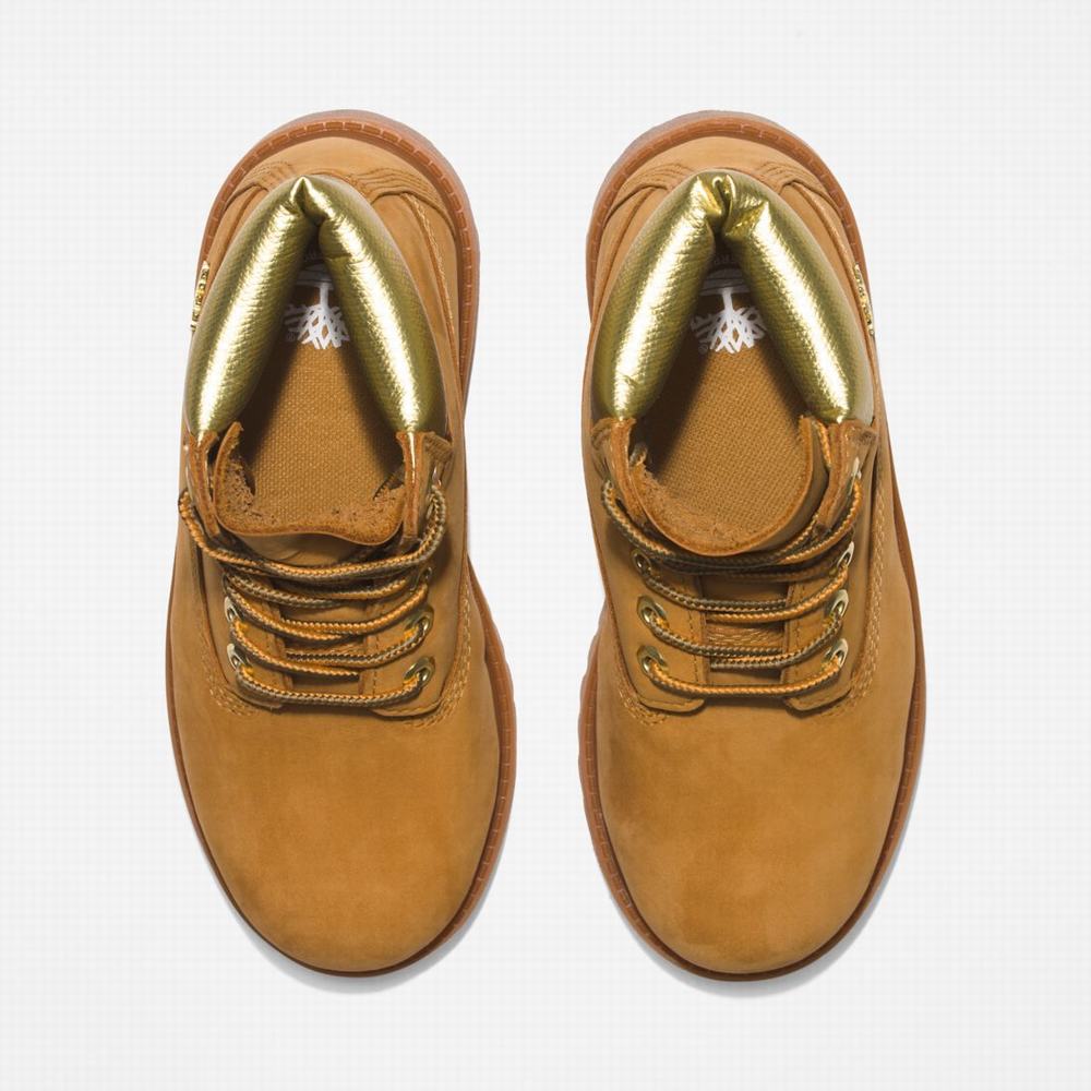 Timberland Premium 6-Inch Waterproof Bot Çocuk Kahverengi Altın | TR-9462H