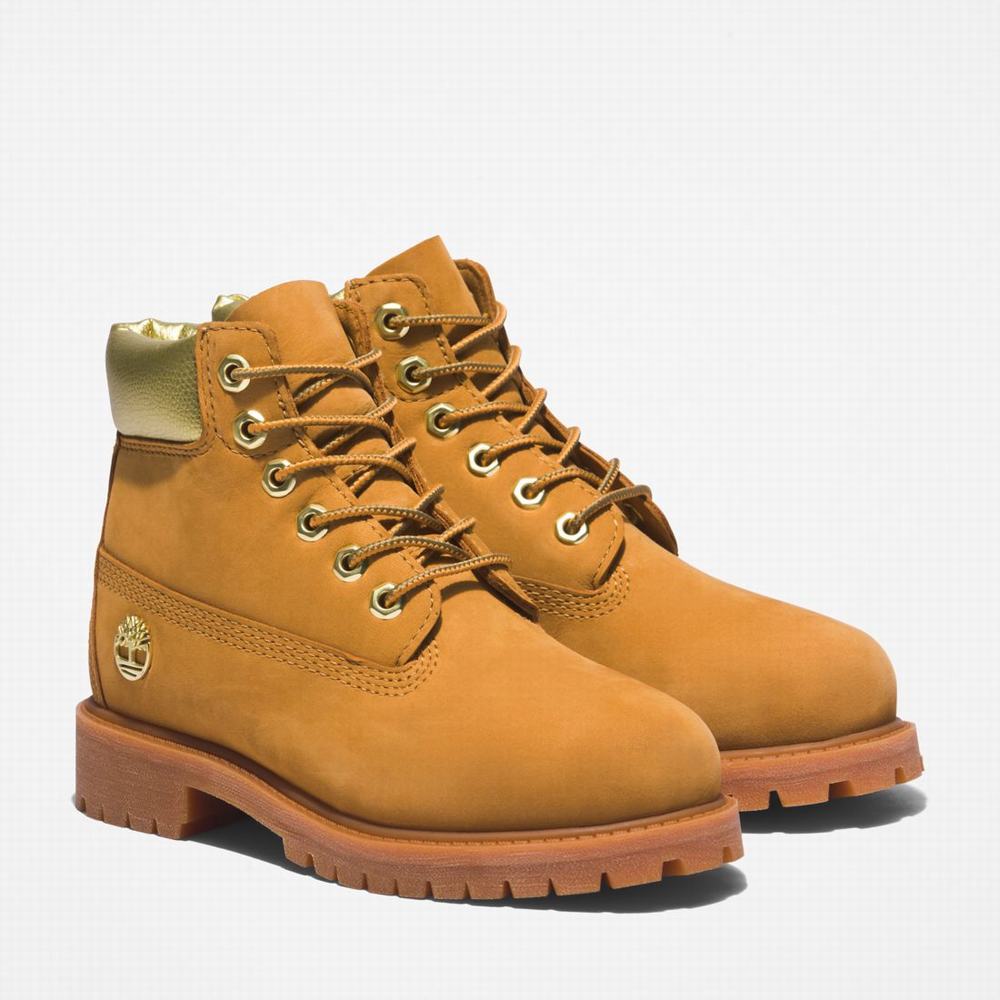 Timberland Premium 6-Inch Waterproof Bot Çocuk Kahverengi Altın | TR-9462H