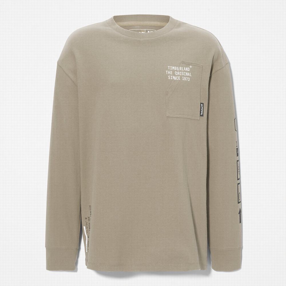 Timberland Progressive Utility Graphic LS Tişört Erkek Açık Gri | TR-0731R