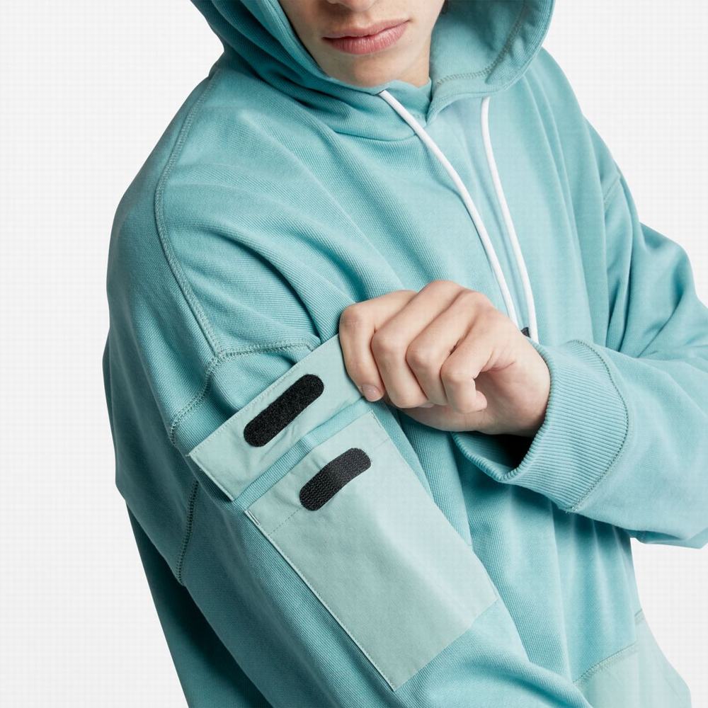 Timberland Progressive Utility Mixed-Media Kapüşonlu Sweatshirt Erkek Mavi | TR-3817M